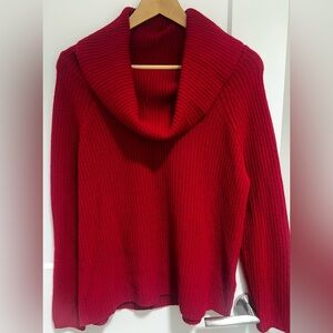 Joie Red cowl neck cashmere//wool sweater